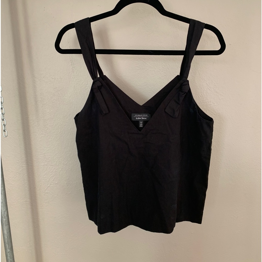 Los Angeles Atelier black knot bow tank 6 cotton linen feel small